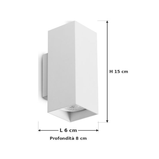 Ideal lux look applique rettangolare 2 luci gu10 15cm per soggiorno moderna bianca