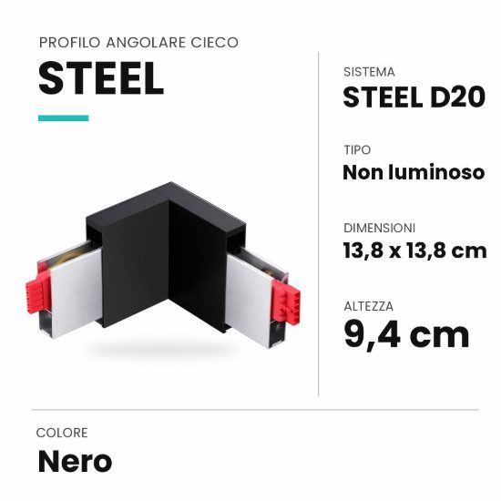 Ideal lux steel profilo angolare cieco per sistema lineare a sospensione nero