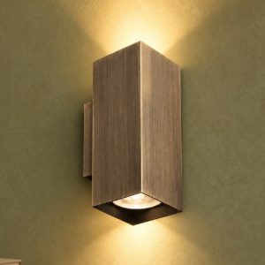 Ideal lux look applique rettangolare 2 luci gu10 15cm per soggiorno contemporanea brunita