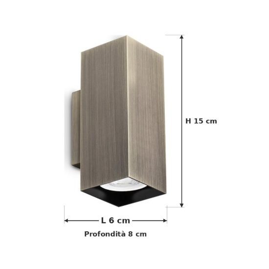 Ideal lux look applique rettangolare 2 luci gu10 15cm per soggiorno contemporanea brunita