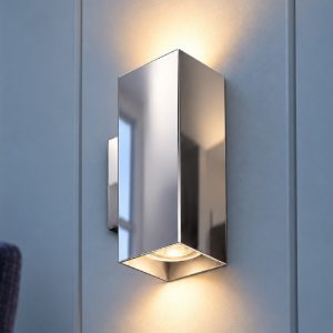 Ideal lux look applique rettangolare 2 luci gu10 15cm per soggiorno moderna cromata