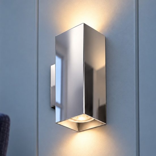 Ideal lux look applique rettangolare 2 luci gu10 15cm per soggiorno moderna cromata