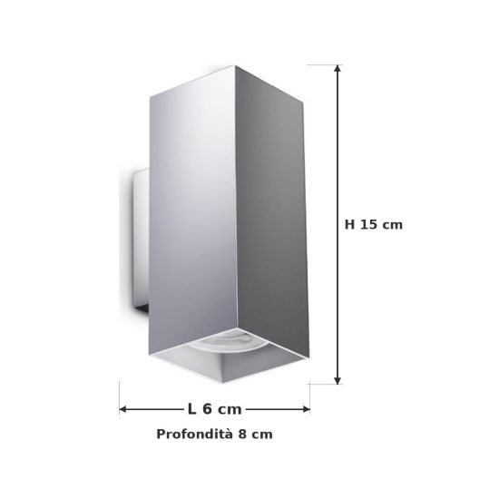 Ideal lux look applique rettangolare 2 luci gu10 15cm per soggiorno moderna cromata