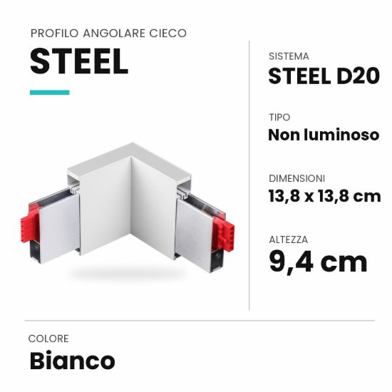 Ideal lux steel profilo angolare cieco per sistema lineare a sospensione bianco