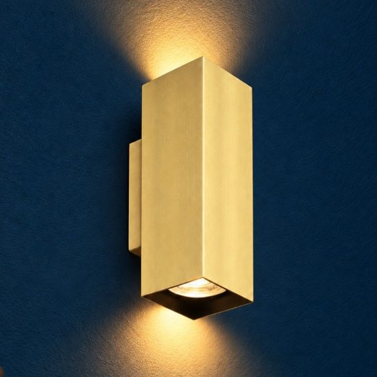 Ideal lux look applique rettangolare 2 luci gu10 15cm per soggiorno contemporanea ottone