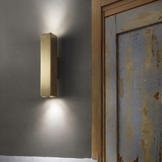Ideal lux look applique rettangolare 2 luci gu10 15cm per soggiorno contemporanea ottone