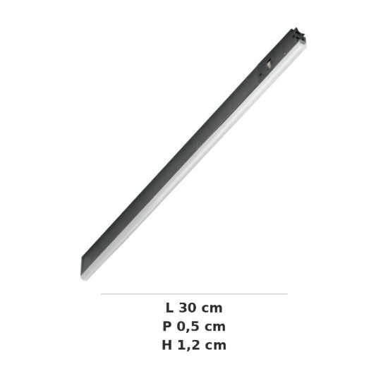 Ideal lux deva wide inner faretto lineare per binario magnetico led 6w 4000k 30cm luce diffusa nero