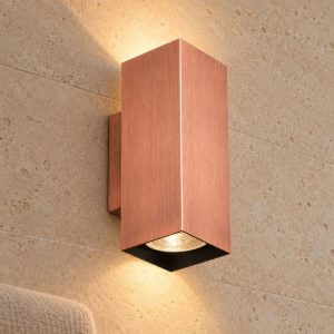 Ideal lux look applique rettangolare 2 luci gu10 15cm per soggiorno contemporanea rame