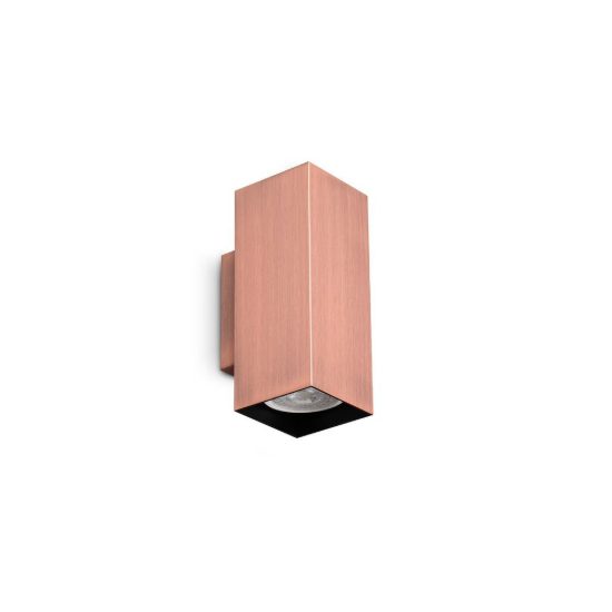 Ideal lux look applique rettangolare 2 luci gu10 15cm per soggiorno contemporanea rame