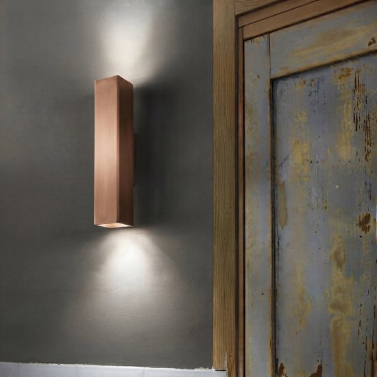 Ideal lux look applique rettangolare 2 luci gu10 15cm per soggiorno contemporanea rame