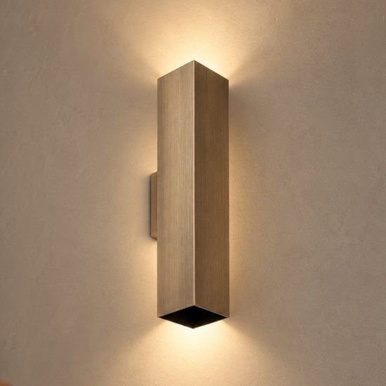 Ideal lux look applique rettangolare 2 luci gu10 30cm per soggiorno contemporanea brunita