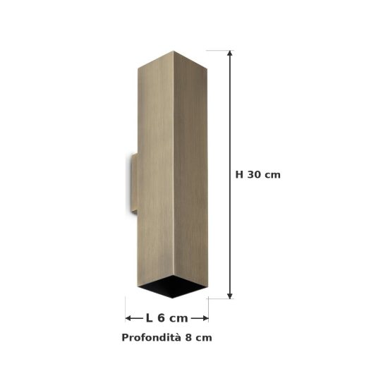 Ideal lux look applique rettangolare 2 luci gu10 30cm per soggiorno contemporanea brunita