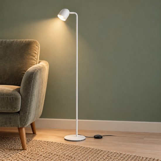 Ideal lux dodo piantana con faretto orientabile gx53 led 9w 118cm per soggiorno moderna bianca