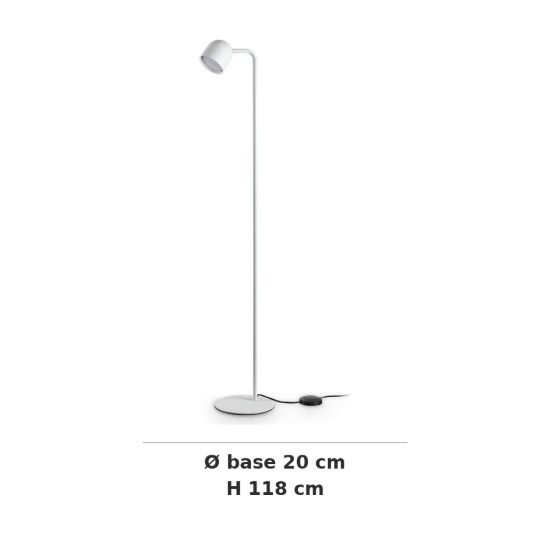 Ideal lux dodo piantana con faretto orientabile gx53 led 9w 118cm per soggiorno moderna bianca