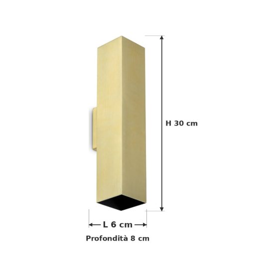 Ideal lux look applique rettangolare 2 luci gu10 30cm per soggiorno contemporanea ottone