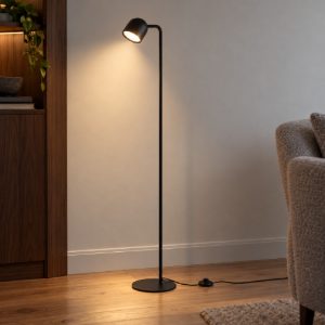Ideal lux dodo lampada da terra con faretto orientabile gx53 led 9w 118cm per soggiorno moderna nera