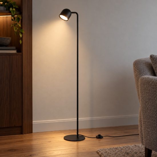 Ideal lux dodo lampada da terra con faretto orientabile gx53 led 9w 118cm per soggiorno moderna nera
