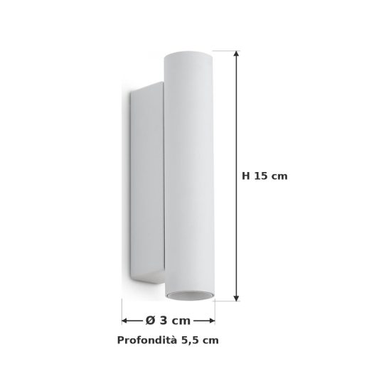 Ideal lux look applique cilindrica led 9w 3000k 15cm per soggiorno moderna bianca