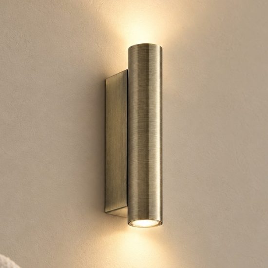 Ideal lux look applique cilindrica led 9w 3000k 15cm per soggiorno contemporanea ottone