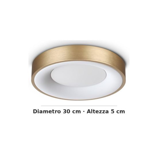 Ideal lux planet plafoniera tonda led 15w 3000k 30cm per cabina armadio contemporanea ottone