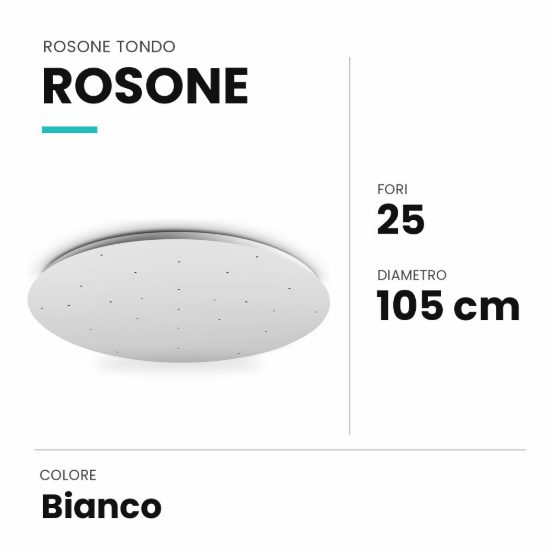 Ideal lux rosone tondo a 25 fori 105cm bianco