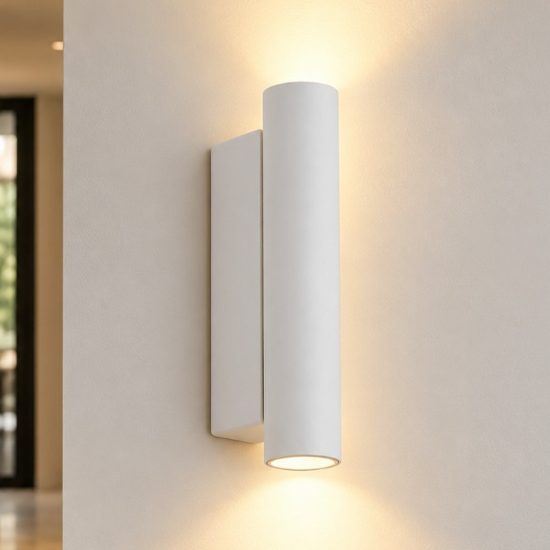 Ideal lux look applique cilindrica led 9w 3000k 30cm per soggiorno moderna bianca