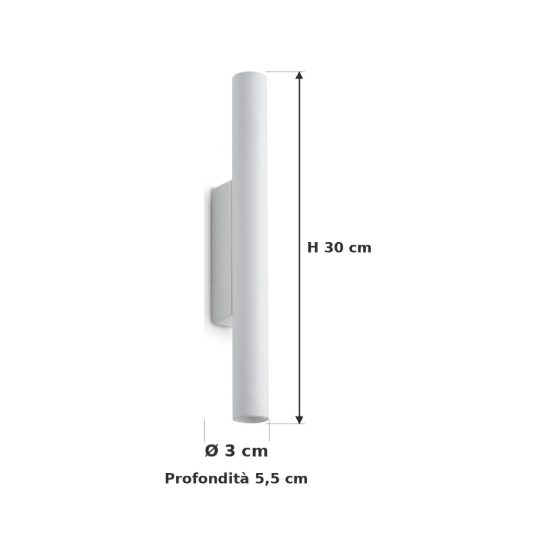 Ideal lux look applique cilindrica led 9w 3000k 30cm per soggiorno moderna bianca