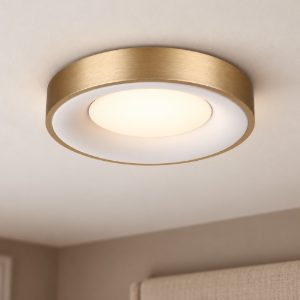 Ideal lux planet plafoniera tonda led 25w 3000k 50cm per camera da letto contemporanea ottone