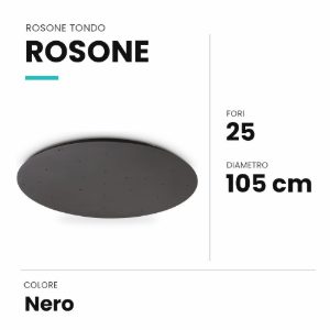Ideal lux rosone tondo a 25 fori 105cm nero