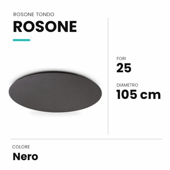 Ideal lux rosone tondo a 25 fori 105cm nero