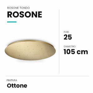 Ideal lux rosone tondo a 25 fori 105cm ottone