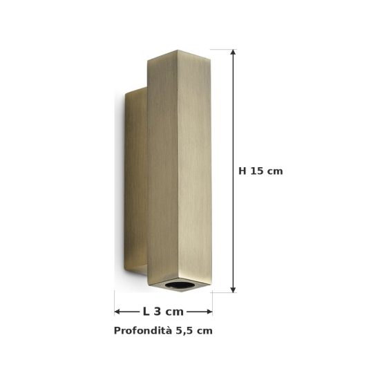 Ideal lux look applique rettangolare led 9w 3000k 15cm per soggiorno contemporanea ottone