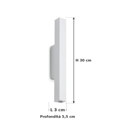 Ideal lux look applique rettangolare led 9w 3000k 30cm per soggiorno moderna bianca