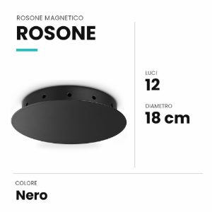 Ideal lux rosone magnetico a 12 luci 18cm nero