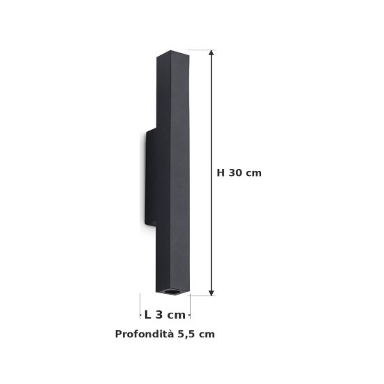 Ideal lux look applique rettangolare led 9w 3000k 30cm per soggiorno moderna nera