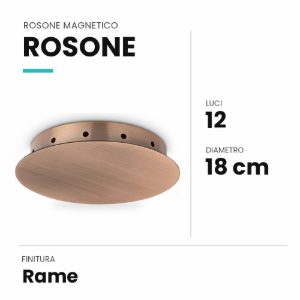 Ideal lux rosone magnetico a 12 luci 18cm rame