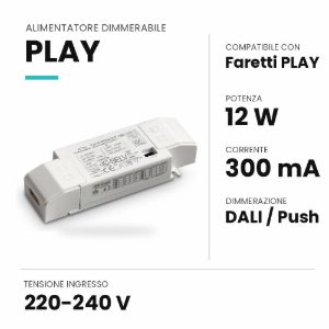 Ideal lux play alimentatore dimmerabile dali push 12w 300ma per faretti da incasso