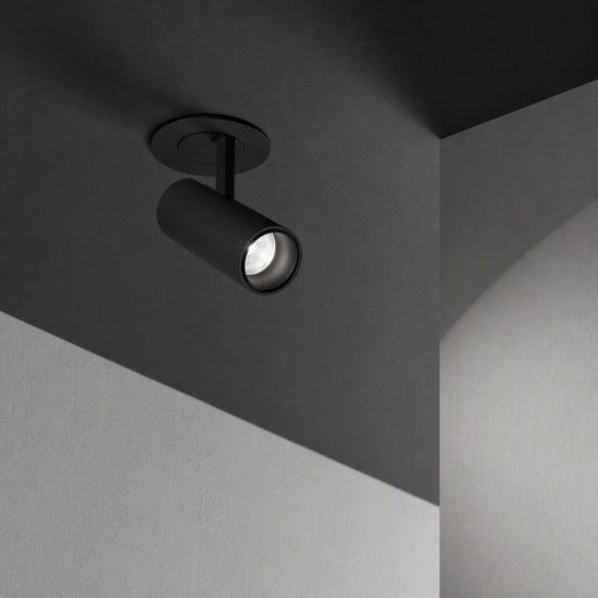 Ideal lux play faretto da incasso per cartongesso orientabile 7w 4000k foro 4,5cm cilindrico nero