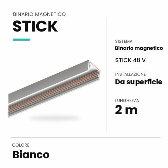 Ideal lux stick binario magnetico 48v da superficie 2m bianco