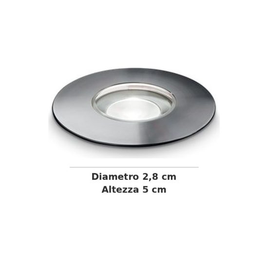 Ideal lux rocket faretto da incasso da esterno pavimento led 1,3w 4000k 2,8cm rotondo acciaio