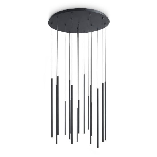 Ideal lux look lampadario con 16 pendenti led 31w 3000k 70cm per soggiorno moderno nero