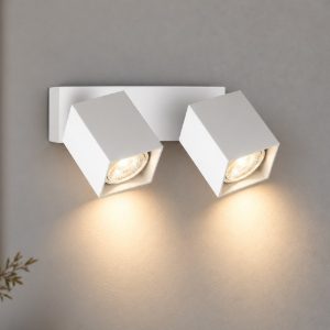 Ideal lux dynamite applique con 2 faretti a sezione quadrata orientabili gu10 per soggiorno bianca