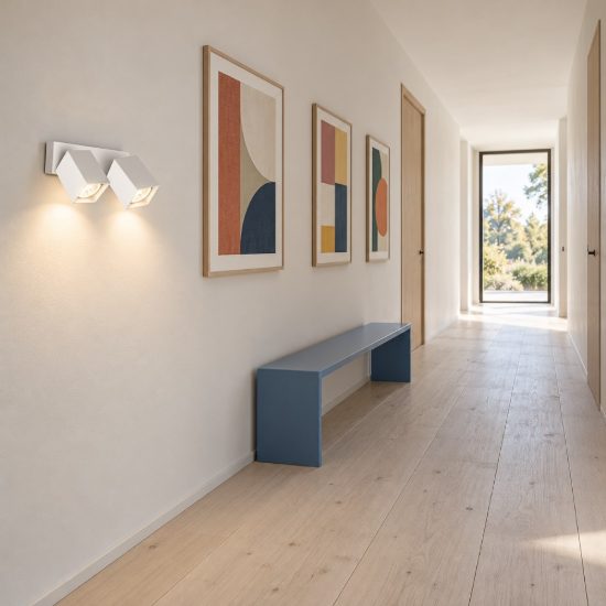 Ideal lux dynamite applique con 2 faretti a sezione quadrata orientabili gu10 per soggiorno bianca