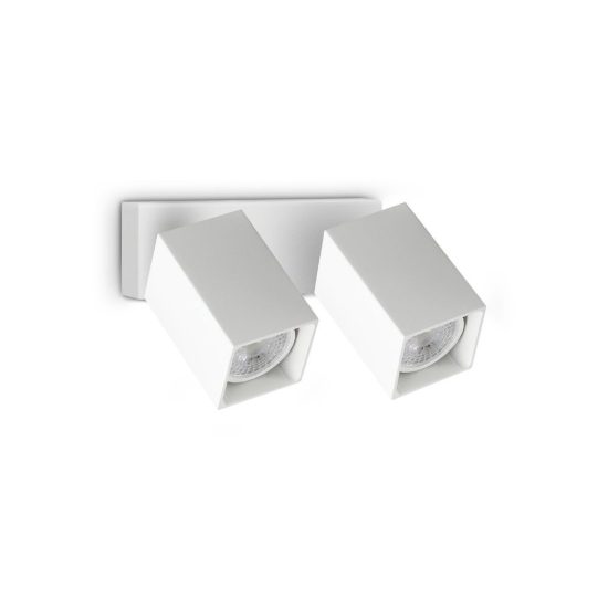 Ideal lux dynamite applique con 2 faretti a sezione quadrata orientabili gu10 per soggiorno bianca