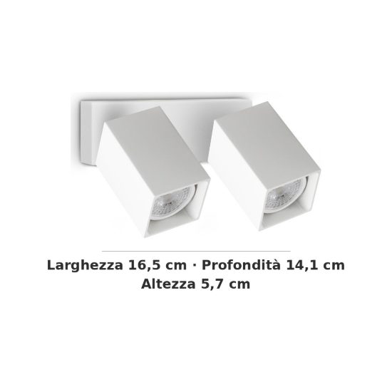 Ideal lux dynamite applique con 2 faretti a sezione quadrata orientabili gu10 per soggiorno bianca