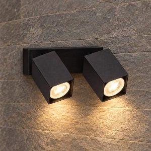 Ideal lux dynamite applique con 2 faretti a sezione quadrata orientabili gu10 per soggiorno nera