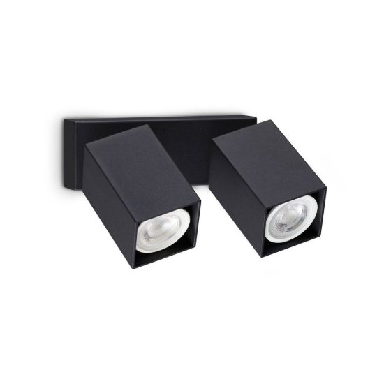 Ideal lux dynamite applique con 2 faretti a sezione quadrata orientabili gu10 per soggiorno nera