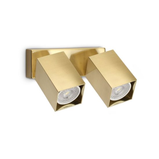 Ideal lux dynamite applique con 2 faretti a sezione quadrata orientabili gu10 per soggiorno ottone