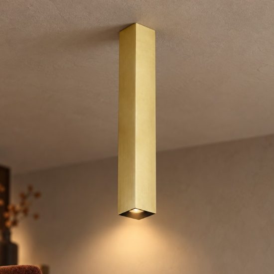 Ideal lux look faretto da soffitto a sezione quadrata gu10 40cm per ingresso ottone