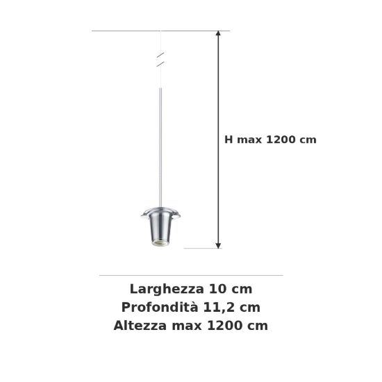 Ideal lux mapa pendente e27 10cm cavo 12m per sospensioni modulari alluminio